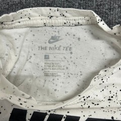 Nike T-Shirt Mens Size M White Paint Splatter Graphic Logo Athletic Cut Cotton