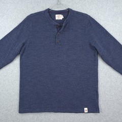 Brooks Brothers Henley Shirt Mens Medium Blue Long Sleeve Thick Layering Knit