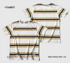 NON STOCK Ivy League Striped Crew Neck T Shirts Preppy Style Men’s Casual Tee