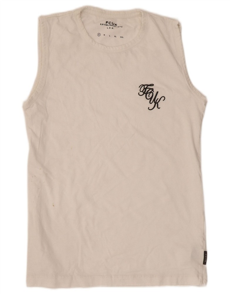 FCUK Mens Vest Top Small White Cotton DF08