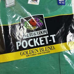 Vintage Fruit Of The Loom NOS 50/50 Blend Pocket T Shirt Green Men’s Large 42-44