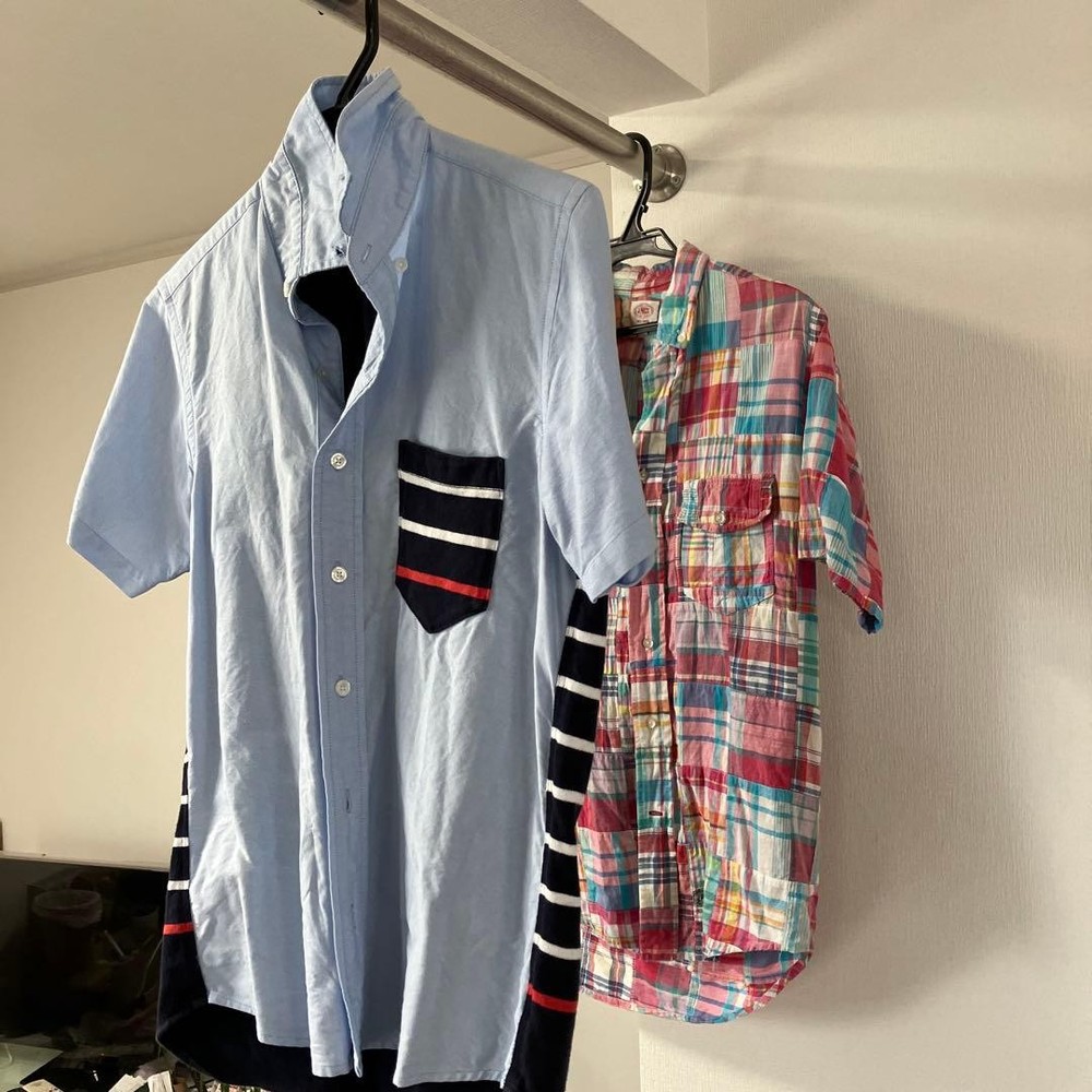 J.PRESS RED LABEL & BASE CONTROL Short Sleeve Shirt Set, Size M