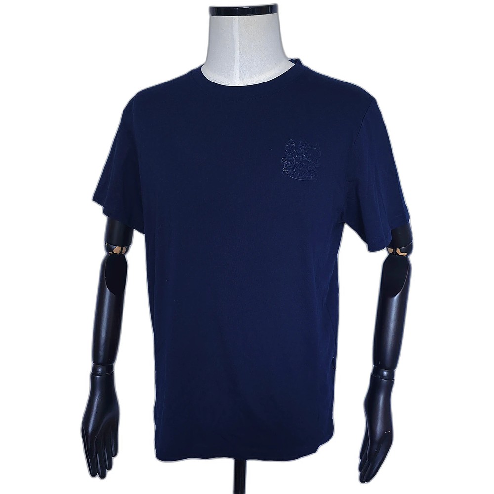 Aquascutum t-shirt monogram Manica Corta mens L P2P 21 Blue Cotton