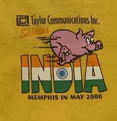 Memphis in May 2000 Salutes India Sz L T-Shirt Pig Riding Elephant Pyramid