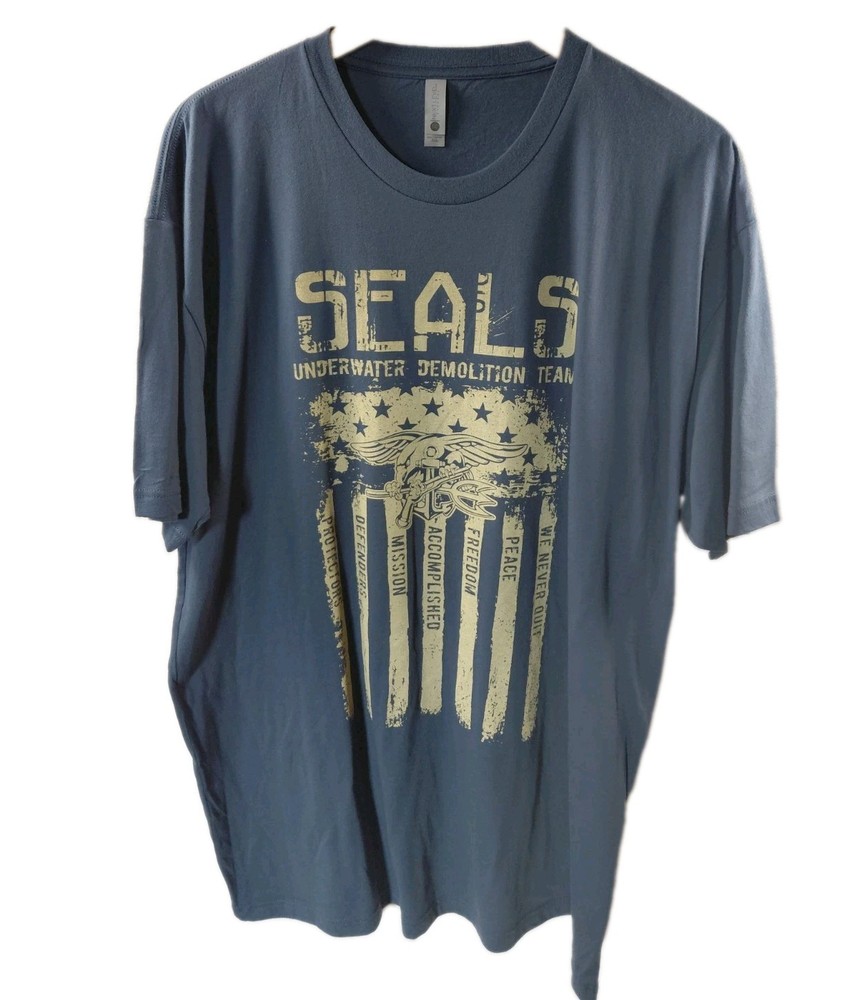 US Navy Seals Underwater Demolition Team Tshirt Blue 2XL Approx 34×24