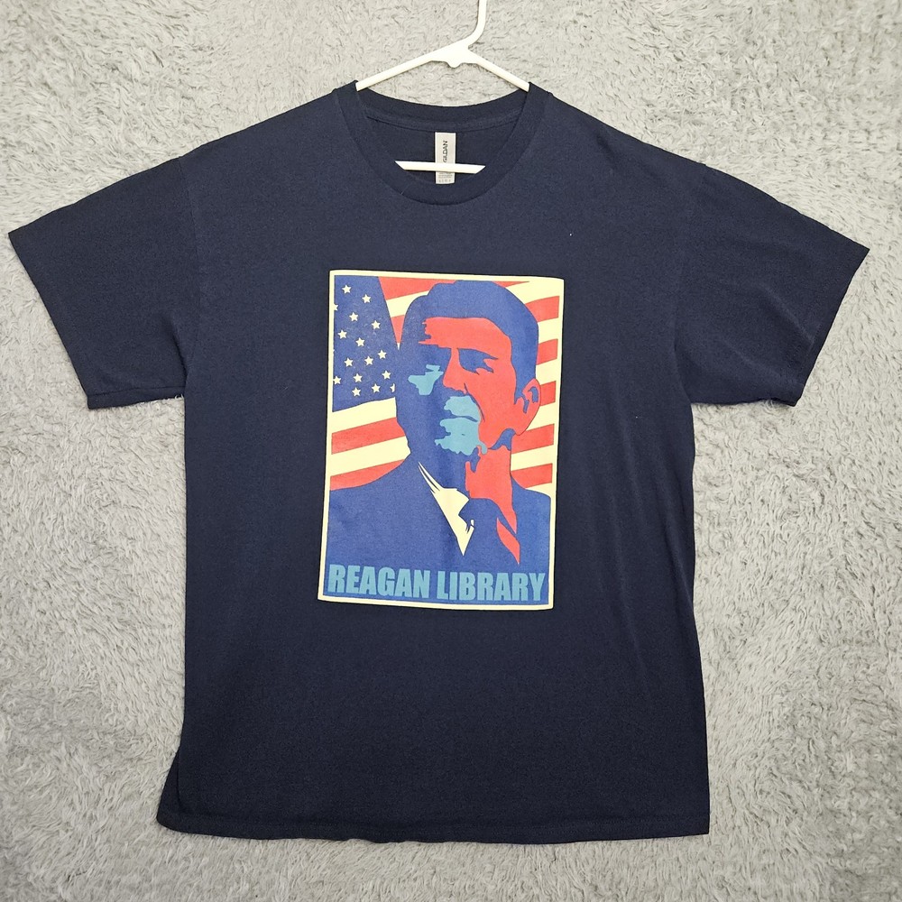 Ronald Reagan T Shirt Reagan Library Men Large Cotton Blue