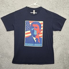 Ronald Reagan T Shirt Reagan Library Men Large Cotton Blue