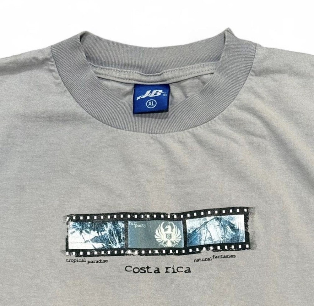 Y2K Vintage Costa Rica Surfer Tee – Faded Grey – Size XL