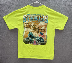 Anvil Shirt Adult Large Yellow Crewneck Sturgis Biker Motorcycle Nature Grunge