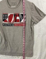 Nautica Shirt Mens XS Gray Sailing Flags Graphic Tee Tagless Nautical Patriotic