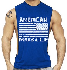 Men’s Gym Bodybuilding Workout Sleeveless Fitness American Muscle Tank Top Vest