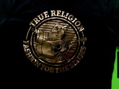 TRUE RELIGION Mens Short Sleeve T-Shirt Size XL Black with Gold 100% Cotton NEW