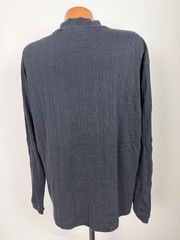 Vintage Ribbed Mock Neck Shirt Men XL Stretchy Minimal Preppy Black Rayon Cotton