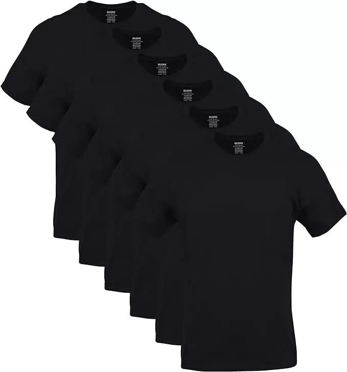 Gildan G 500 (6-pack) Black Solid Heavy Cotton Short Sleeve Blank T-Shirt S-2XL