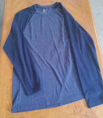 ALFANI MENS EASY CARE COLORBLOCK T-SHIRT-LARGE-BLUES-CREW NECK-LONG SLEEVES-*NEW