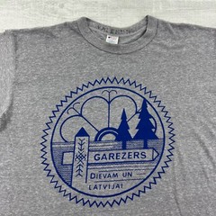 Vintage 80s Garezers Champion Shirt Size XL Gray Dievam Un Latvijai Town Nature