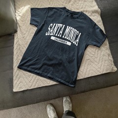 Santa Monica Beach California Souvenir Aesthetic, Vintage Navy Blue Tee