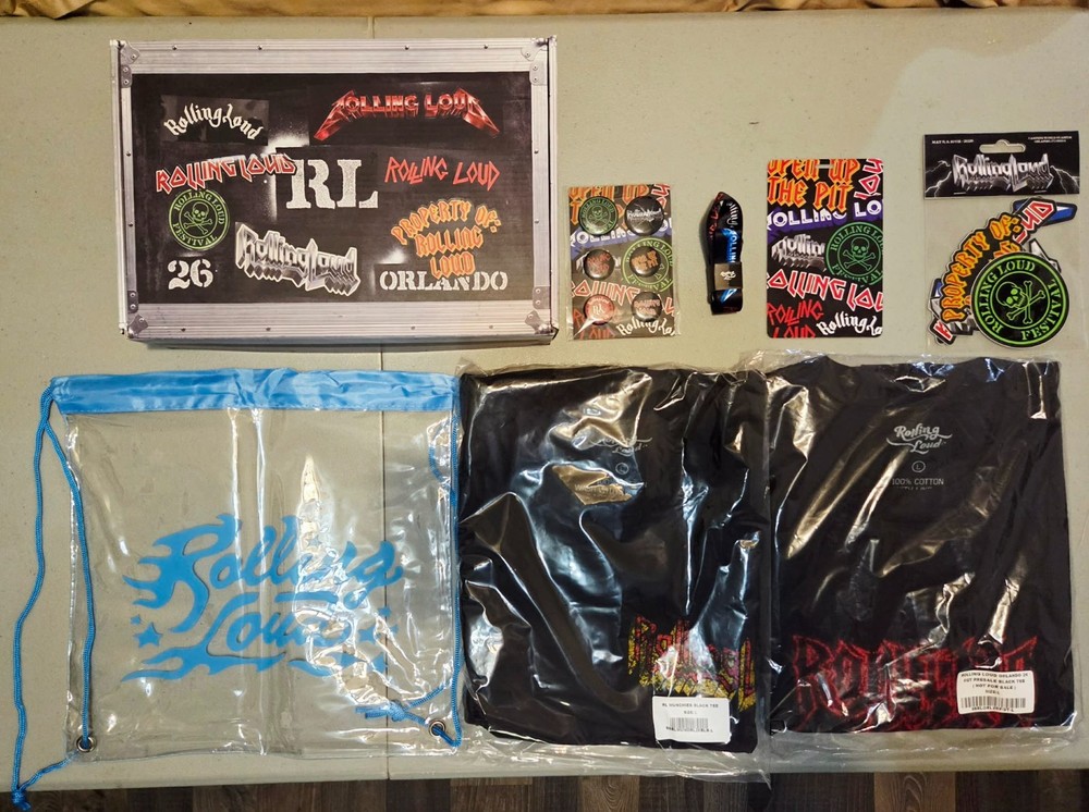 Rolling Loud Orlando 2026 Munchies VIP Swag Box-2x Shirts Lanyard Drawstring Bag