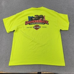 Harley Davidson Shirt Mens XL Neon Yellow Graphic Diamondback Lawton Oklahoma