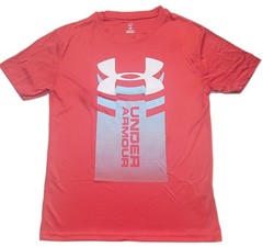 Under Armour Mens Red Performance Gym Training Shirt Athletic Workout Tee Logo