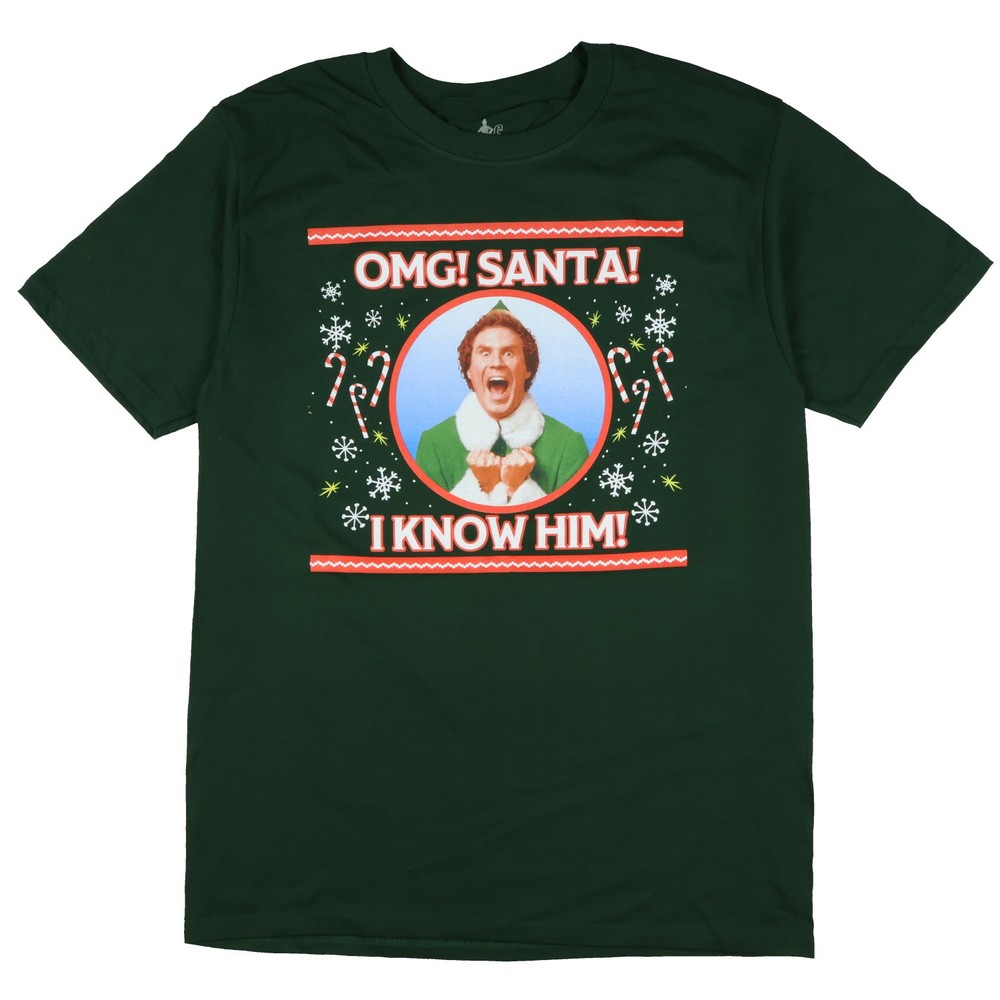 Elf Buddy T-Shirt Men’s Santa I Know Him Holiday Inspired Tee (S)
