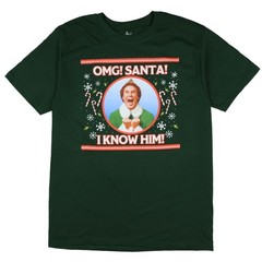 Elf Buddy T-Shirt Men’s Santa I Know Him Holiday Inspired Tee (S)