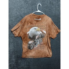The Mountain American By Birth Biker By Choice Eagle Motorcycle TShirt Brown 2XL