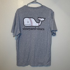 New Vineyard Vines Baseball Shirt Medium Grey Whale Front Pocket BG41