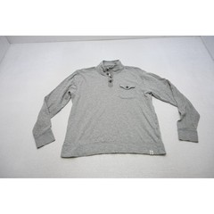 Lucky Brand Henley Shirt Mens Large Gray Excellent Mock Neck Button Pocket