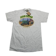 Vintage John Deere Shirt Mens Medium Gray Model A Tractor Graphic Earth Tones