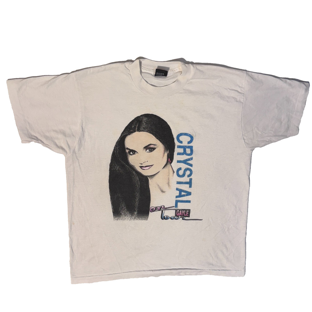 Crystal Gayle Concert On Tour Tshirt Vintage Graphic XL White Screen Stars
