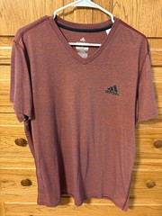 Adidas Ultimate 2.0 Climalite V‑Neck T-Shirt Mens XL Maroon Heather Short Sleeve