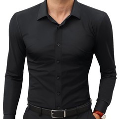 Spring Fashion Stretch Shirt Men Casual Long Sleeves Business Casual Coat