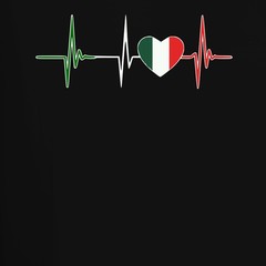 Italy Heartbeat ECG Heart with Italy Flag Love Fan Cupid Men’s T-Shirt