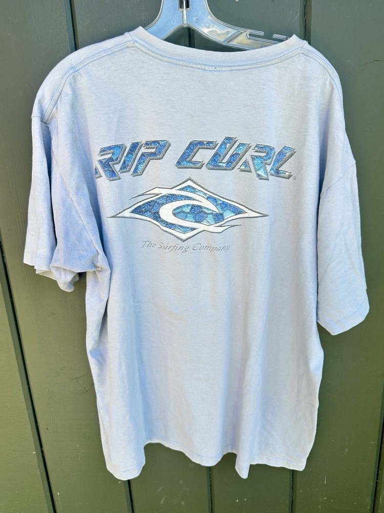Vintage Rip Curl Surf T Shirt Blue Faded Boxy Logo Graphic XL