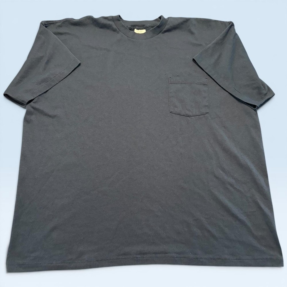 Fieldmaster Shirt Mens 2XL Blue Pocket Blank Tee T-Shirt Crewneck Made USA