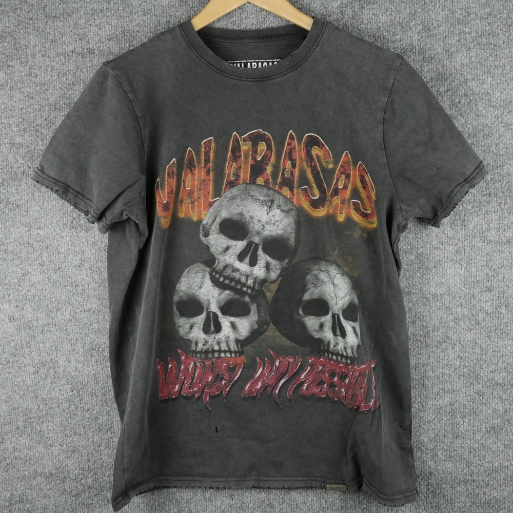 Valabasas Shirt Mens XS Black Skull Graphic From Memphis With Love Gothic Rock