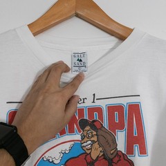 Vintage 90s Number 1 Grandpa T Shirt Mens XL – Single Stitch Distressed Drawing