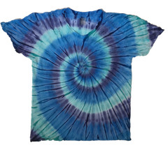 *New* 2XL – Sm Handmade Tie Dye, Rhapsody in Blues Spiral, Crew or V-Neck
