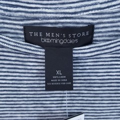 BLOOMINGDALES Shirt Mens XL Grey Stripe Pullover Crew 100% Linen Dark Slate