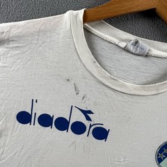 Vintage Diadora Italia FIGC Shirt Mens XL White Distressed Soccer Single Stitch