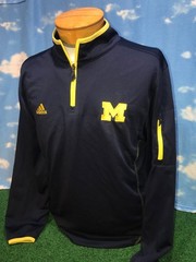 Michigan Wolverines Jacket Medium U of M Adidas 1/4 Zip Climate C36