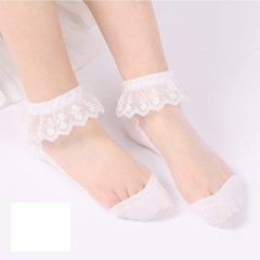 Womens Cute Lace Ruffle Socks Kawaii White Frilly Socks for Girls Ultra Thin …