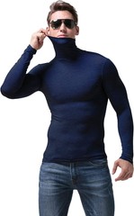 Men Turtleneck T-Shirt Long Sleeves Tailored Comfort Fit Lot Thermal Underwear