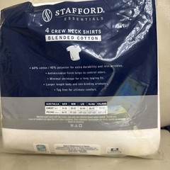a Stafford Essentials 4-Pack of Men’s Blended Cotton Crew Neck T-Shirts.