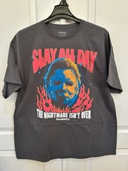 Halloween II Slay All Day 2XL Firey Mask Charcoal Universal City Studios New