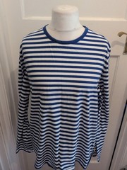 Seasalt Mens XL Blue And White Stripe Long Sleeve T-shirt