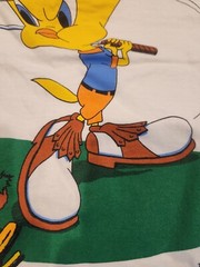 Tweety Bird Looney Tunes Shirt Tweed Off Golf XL 1993 Used White Velva Sheen WB