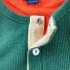 Vtg Polo Ralph Lauren Henley Mens Medium Green Waffle Knit Heavy Thermal