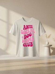 Anti Social Dog Moms Club Funny Dog Mom Apparel Groovy Women Graphic Tee